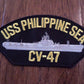 U.S NAVY SHIP HAT PATCH. USS PHILIPPINE SEA CV-47 U.S.A MADE HEAT TRANSFER