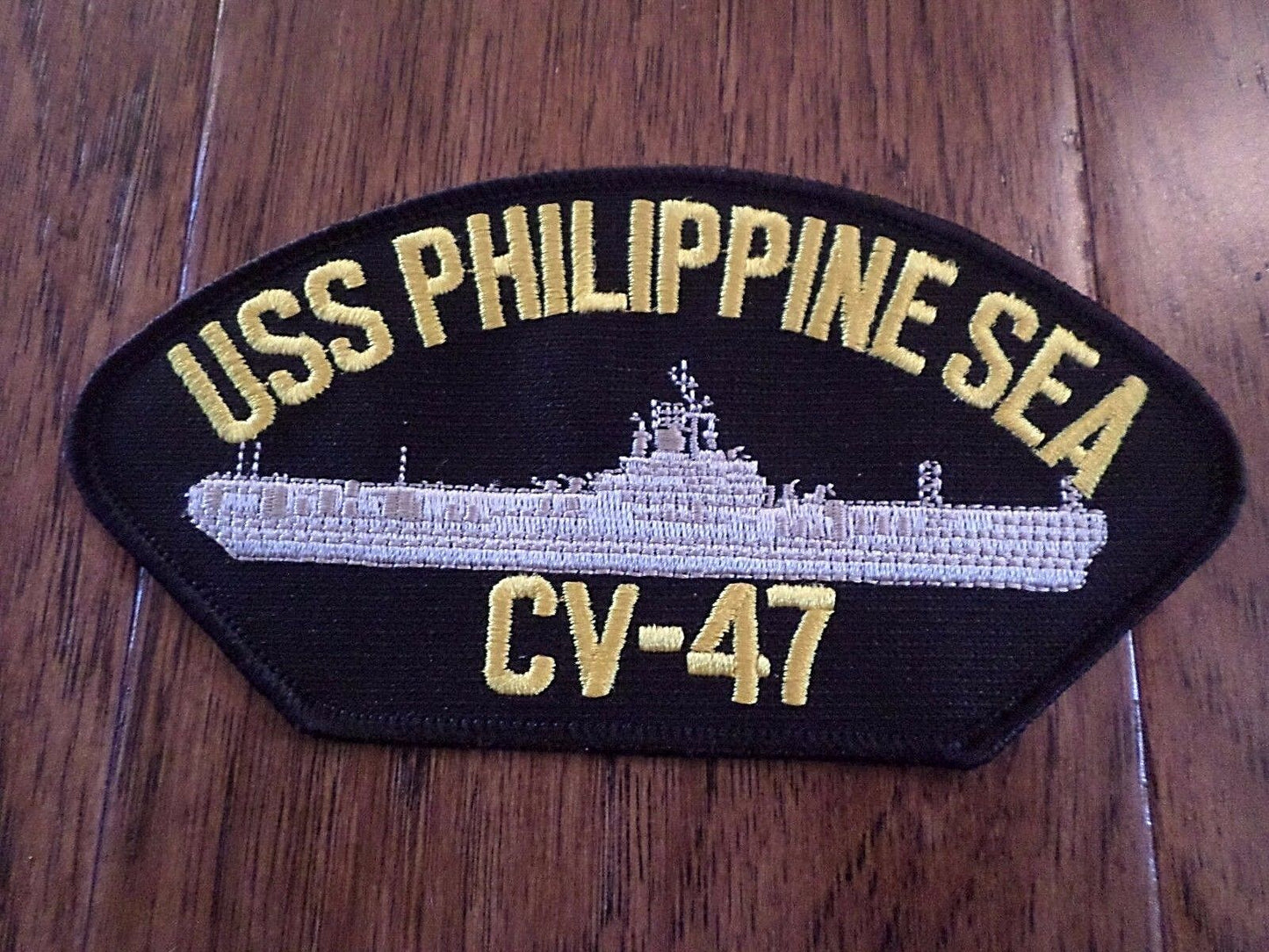 U.S NAVY SHIP HAT PATCH. USS PHILIPPINE SEA CV-47 U.S.A MADE HEAT TRANSFER