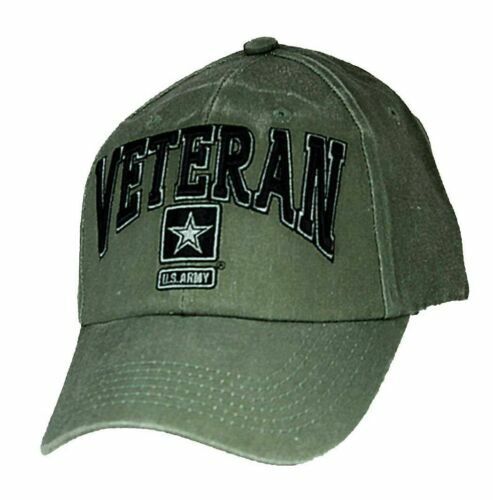 U.S ARMY VETERAN HAT EMBROIDERED 3D RAISED LETTERS MILITARY BALL CAP OD GREEN