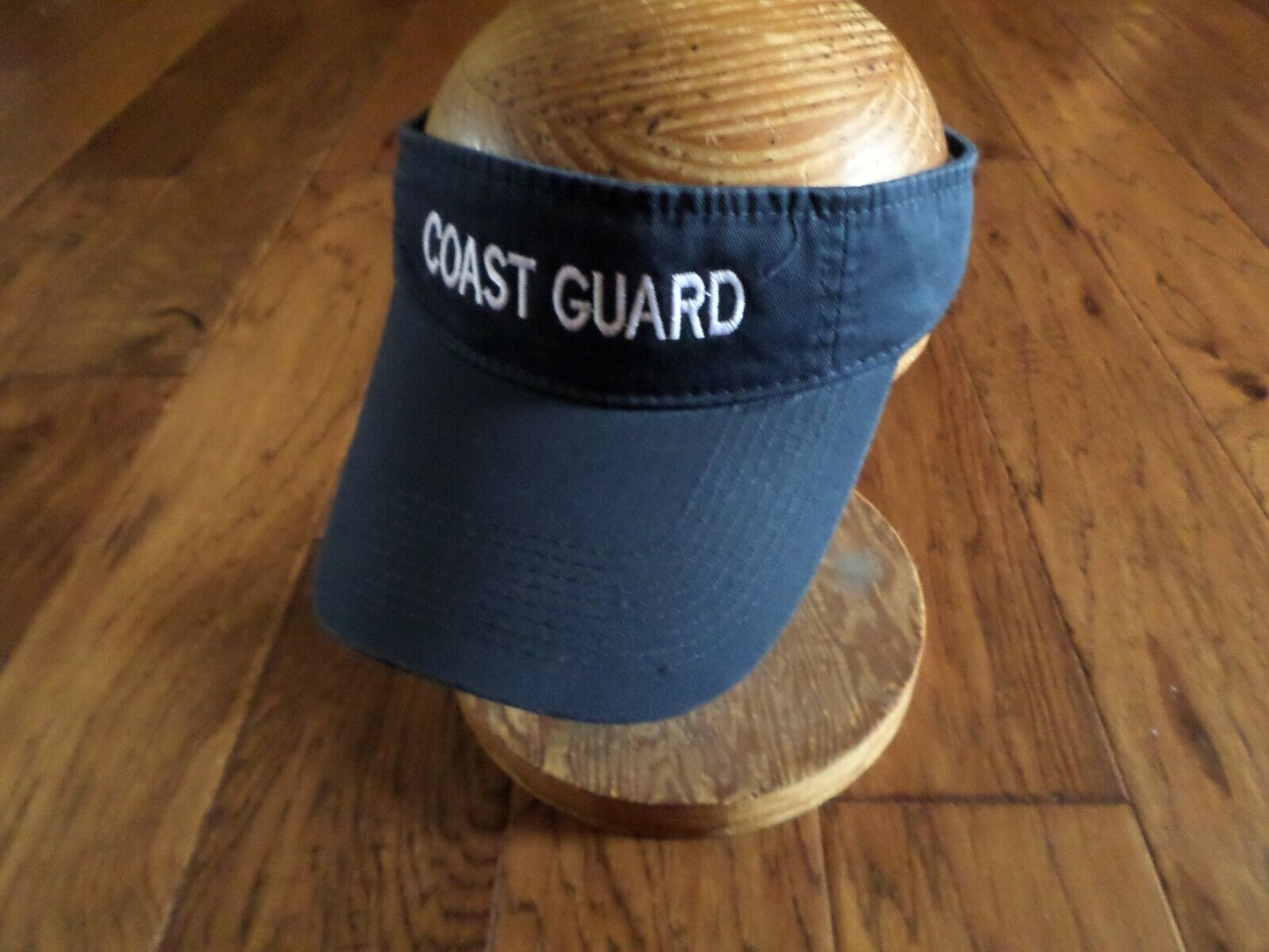 U.S COAST GUARD SUN VISOR CAP BLUE HAT WITH EMBROIDERED WHITE COAST GUARD