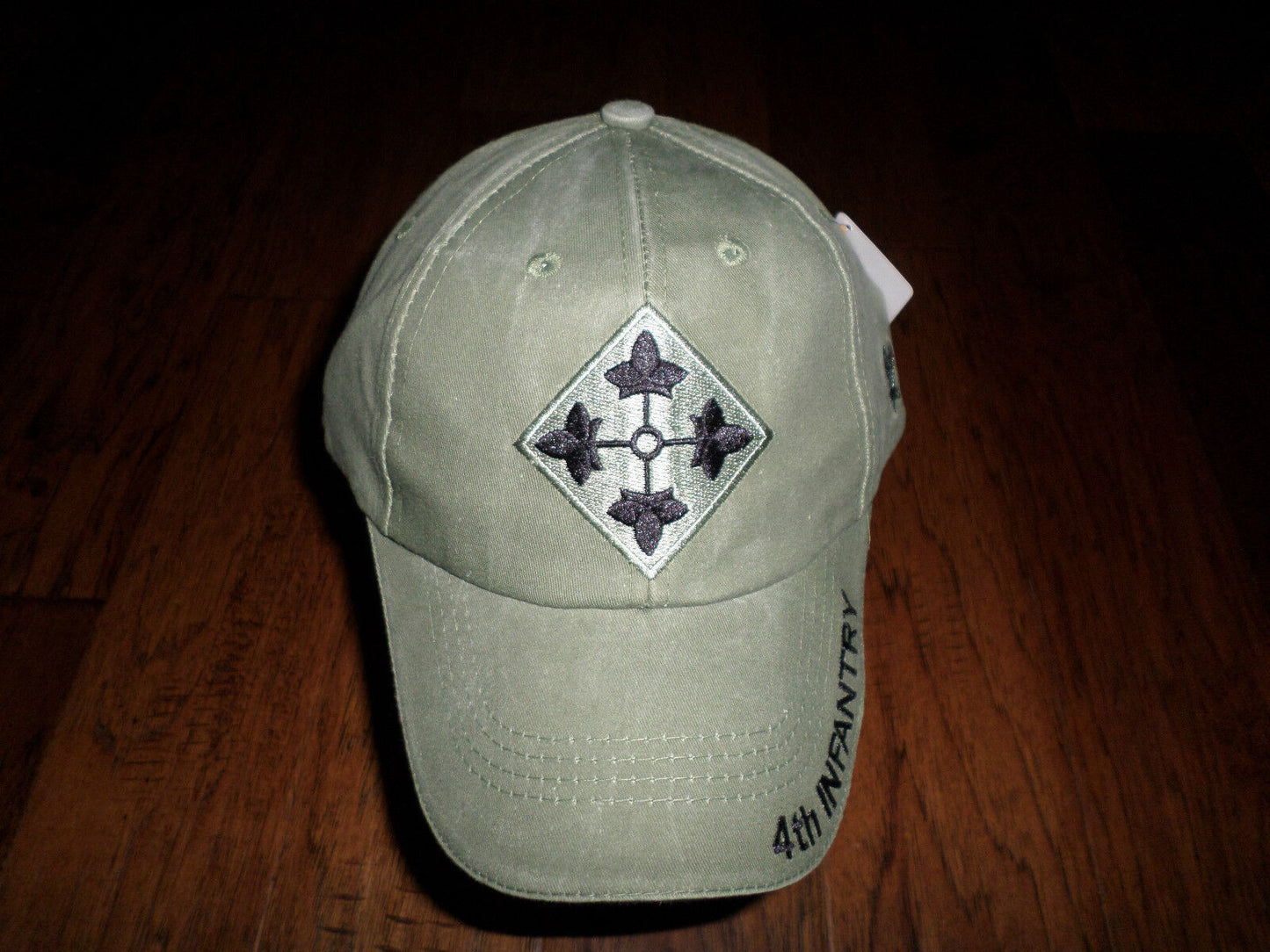 U.S ARMY 4TH INFANTRY DIVISION HAT MILITARY BASEBALL CAP OD GREEN STONE WASHED