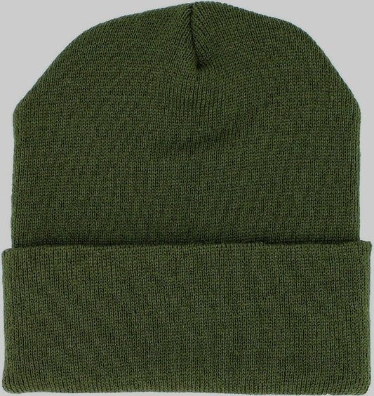 OD GREEN BEANIE WATCH CAP COLD WEATHER KNIT HAT USA MADE