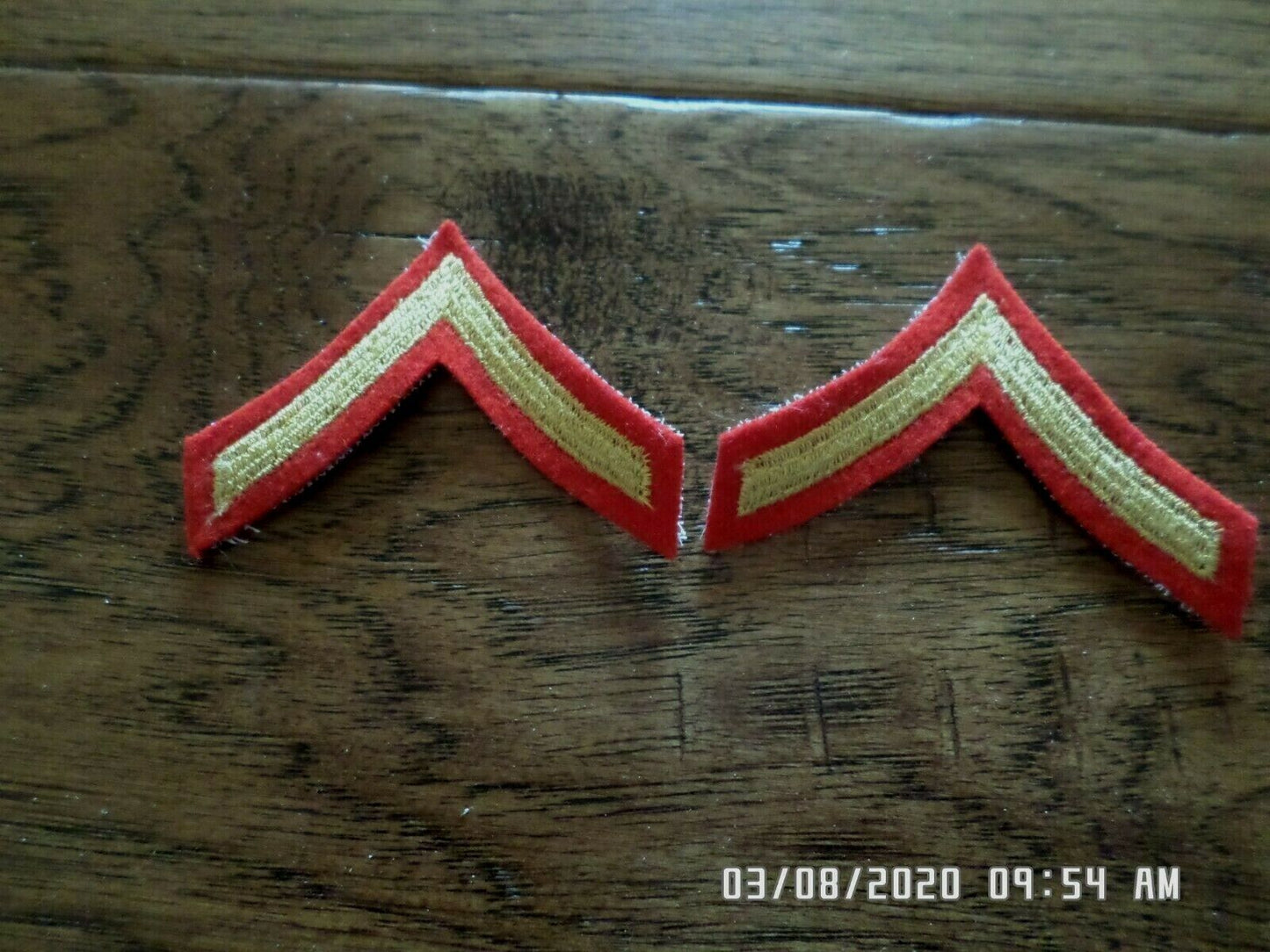 MARINE CORPS PRIVATE FIRST CLASS PATCHES FEMALE DRESS BLUES UNIFORM CHEVRON