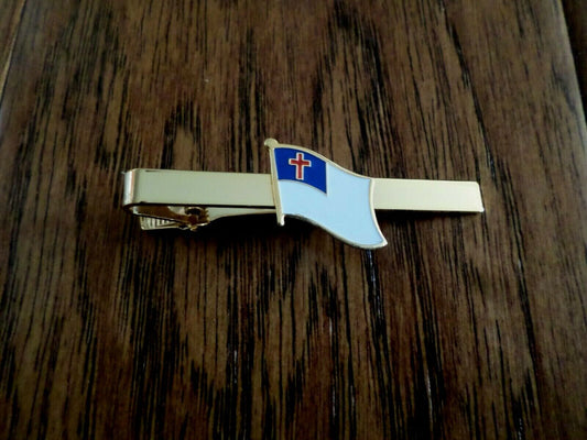 CHRISTIAN FLAG TIE BAR TIE TAC RELIGIOUS INSPIRATIONAL U.S.A MADE