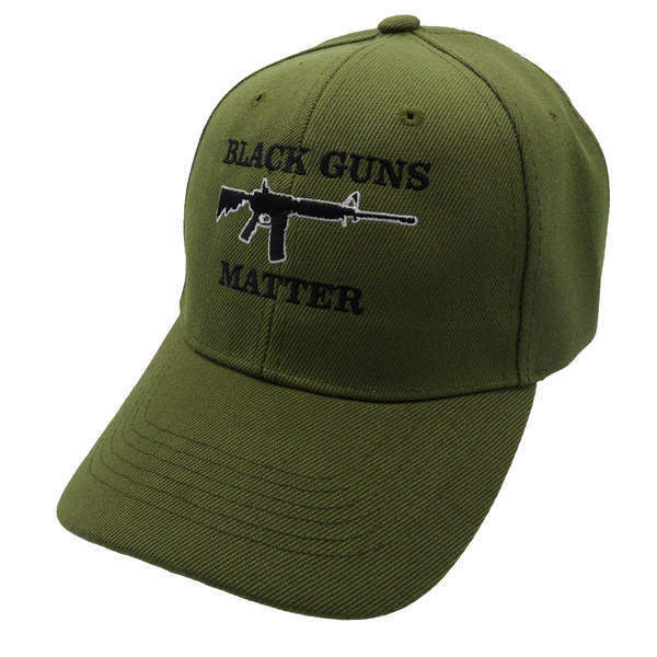 BLACK GUNS MATTER 6 PANEL CAP EMBROIDERED HAT 2nd AMENDMENT OD GREEN