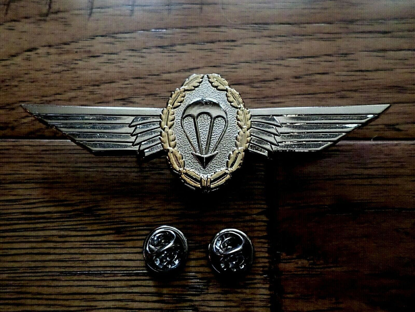 GERMAN MILITARY MASTER JUMP WINGS BADGE 3 3/4" DOUBLE POST METAL PIN