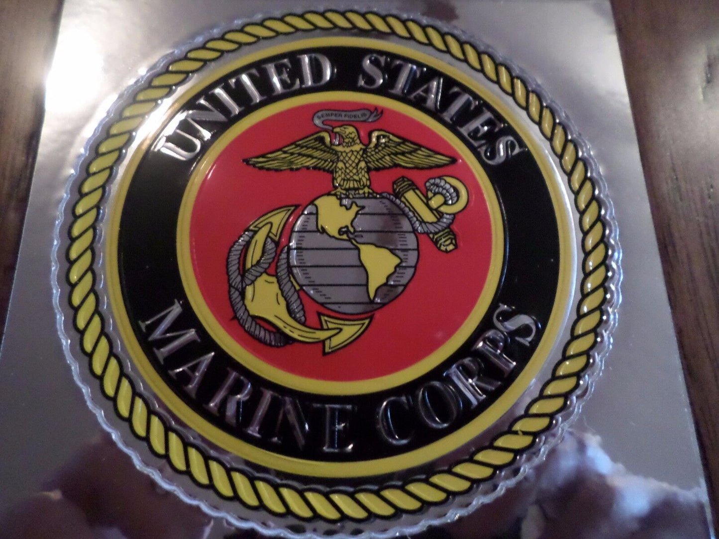 MARINE CORPS EMBOSSED FOIL EAGLE GLOBE & ANCHOR WINDOW DECAL STICKER U.S.A MADE