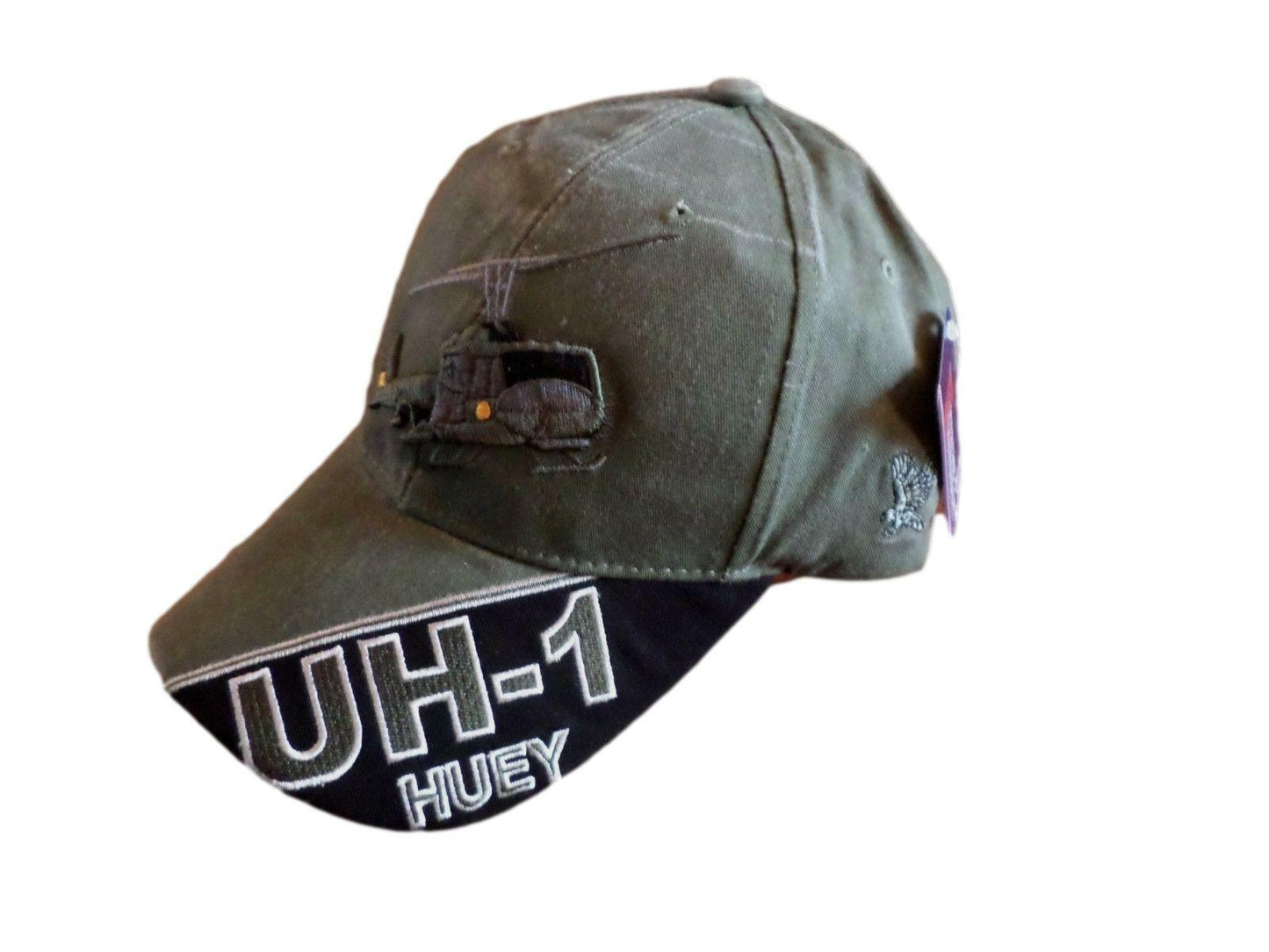 U.S ARMY UH-1 HUEY HAT EMBROIDERED MILITARY BALL CAP STONE WASHED OD GREEN