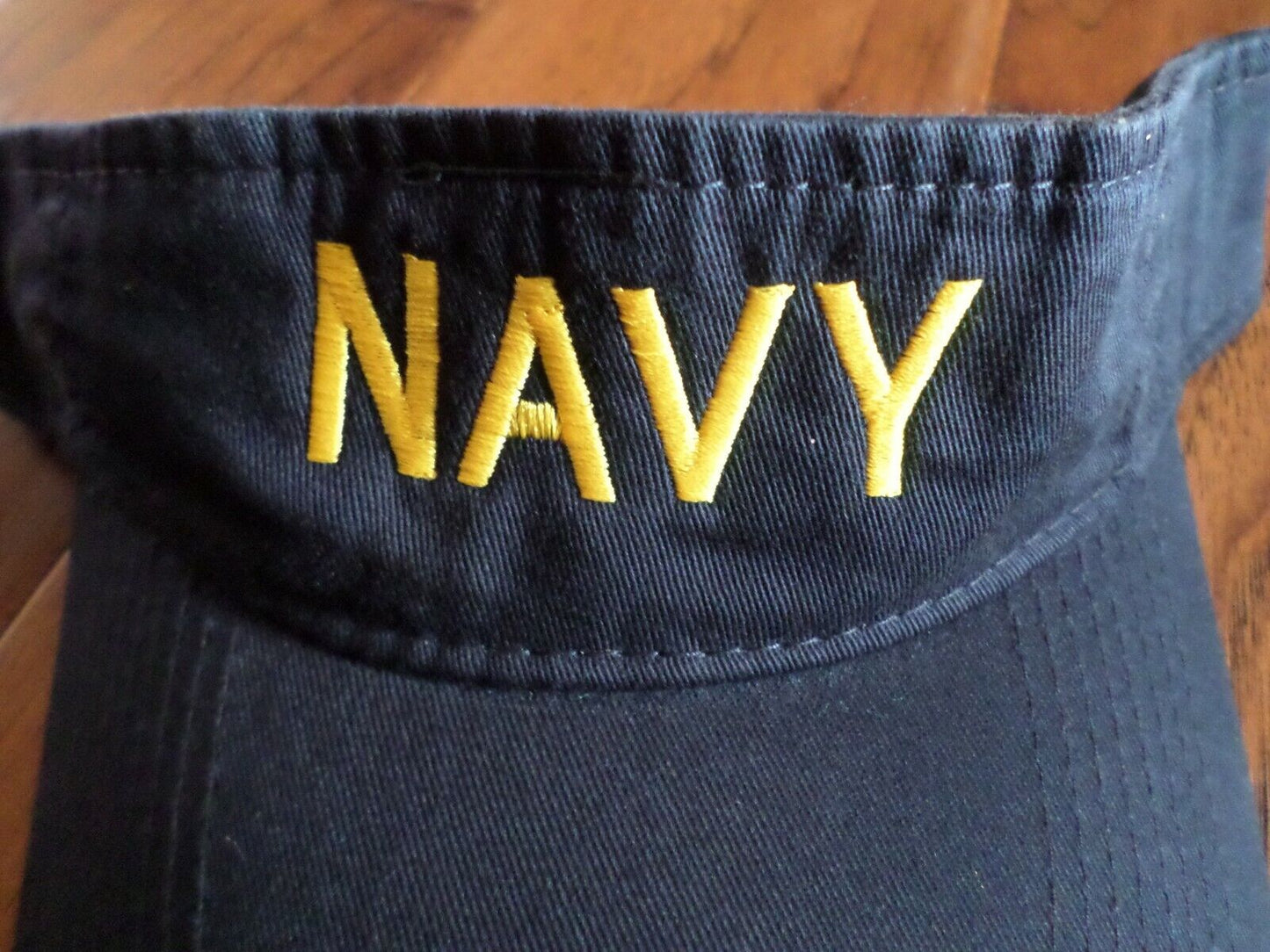 U.S NAVY SUN VISOR CAP BLUE HAT WITH EMBROIDERED YELLOW NAVY