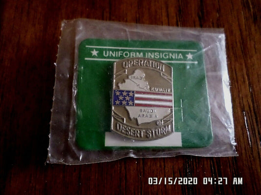 OPERATION DESERT STORM HAT LAPEL PIN GULF WAR SAUDI ARABIA USA MADE NEW ON CARDS