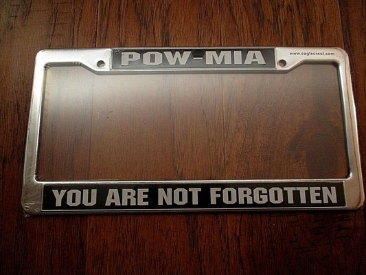 U.S MILITARY POW-MIA  LICENSE PLATE FRAME, UNIQUE RAISED LETTER 3D DESIGN.