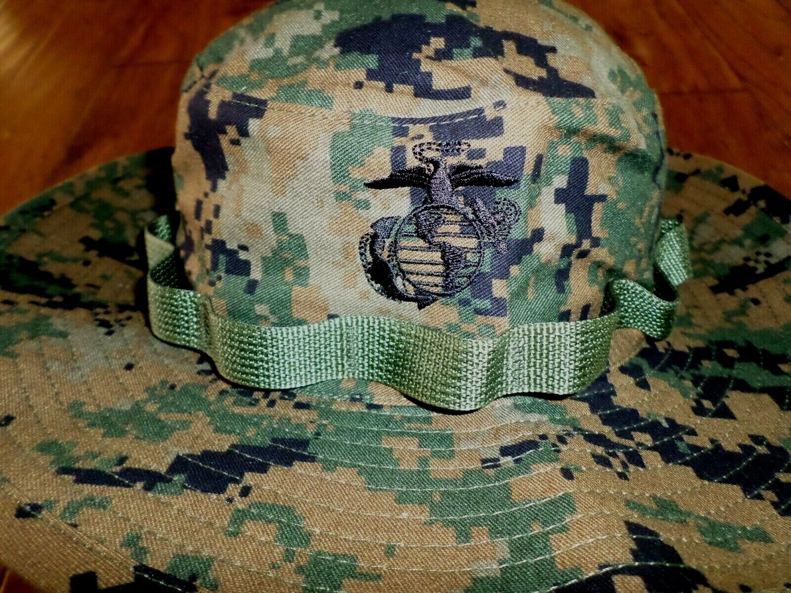 MARINE CORPS BOONIE HAT USMC DIGITAL WOODLAND CAMOUFLAGE XL 7 3/4 USA MADE