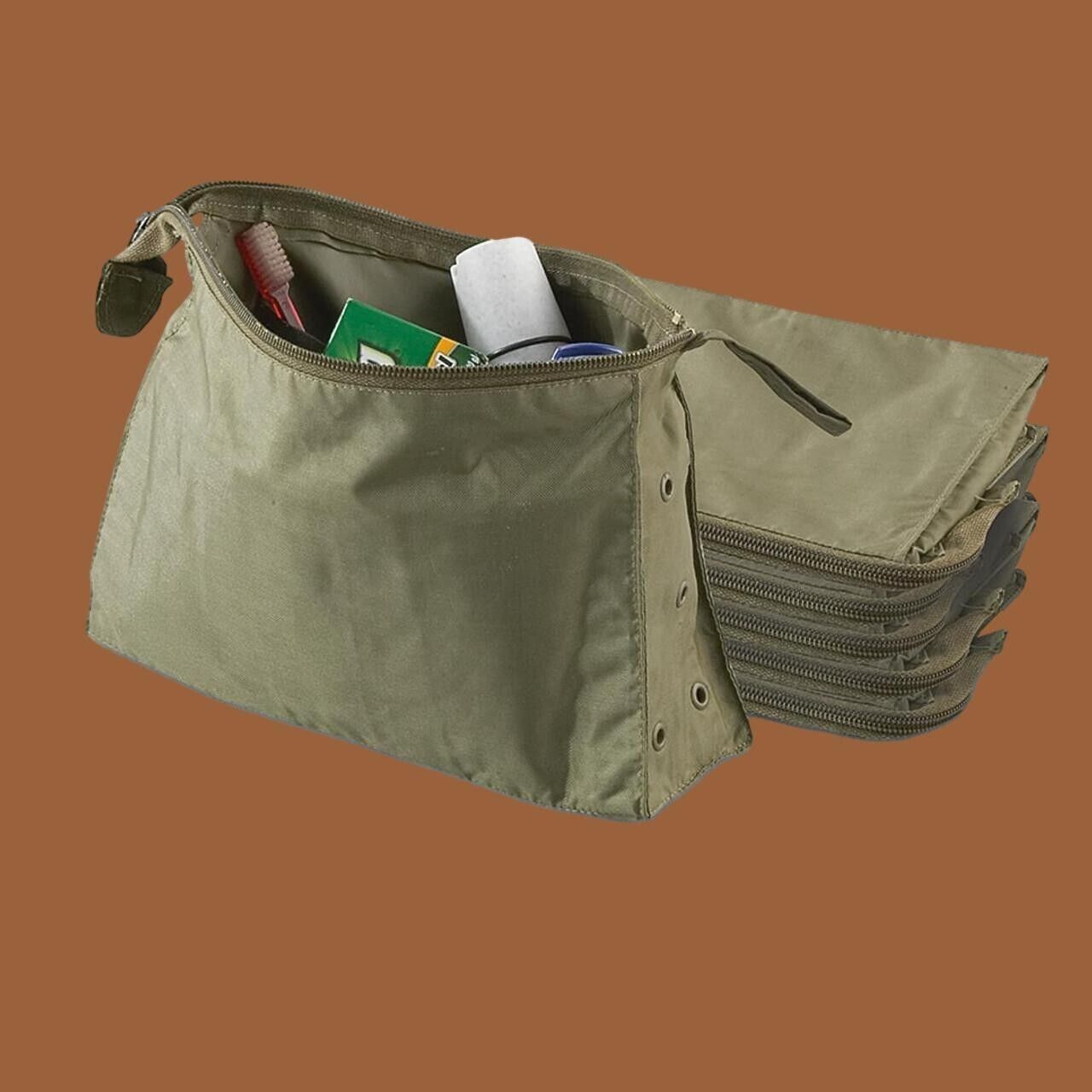 GERMAN ARMY BUNDESWEHR PERSONAL TOILETRY KIT BAG OD GREEN NYLON SURPLUS