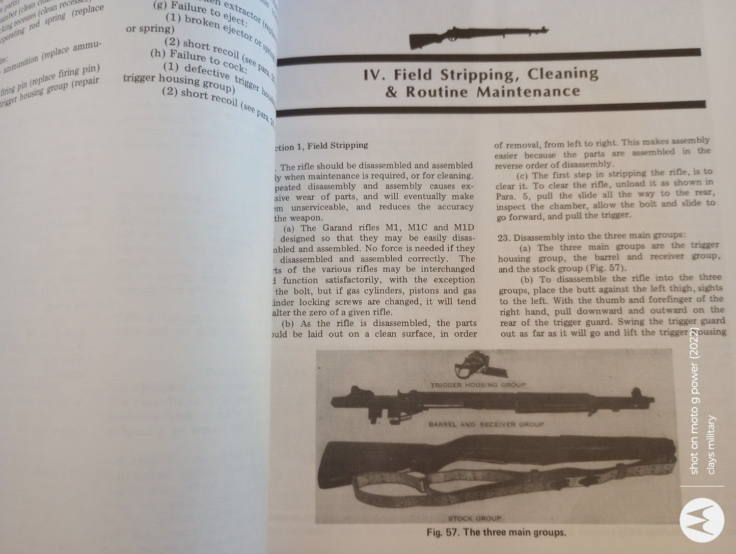 US ARMY GARAND RIFLE OWNERS BOOK OPERATIONS MAINTENANCE REPAIR ASSEMBLY