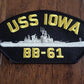 USS IOWA BB-61 U.S NAVY SHIP HAT PATCH U.S.A MADE HEAT TRANSFER