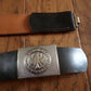 POST WAR WEST GERMAN ARMY BW LEATHER BELT + BUCKLE SIZE LARGE 110CM 42" INCHES