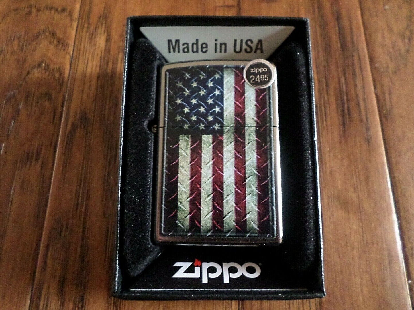 UNITED STATES FLAG ZIPPO LIGHTER INDUSTRIAL STREET CHROME U.S AMERICAN FLAG