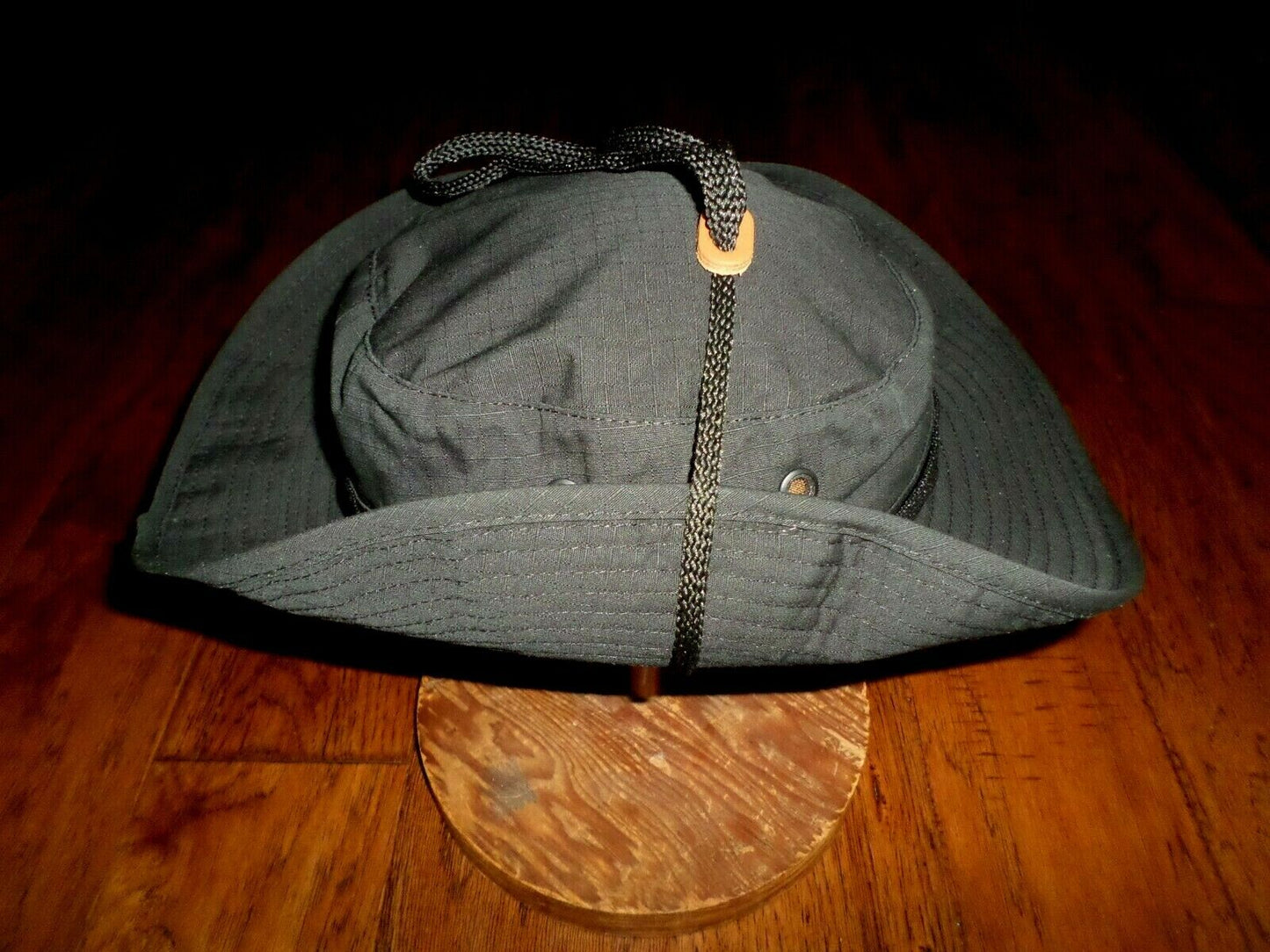 BLACK TACTICAL WIDE BRIM BOONIE HAT 100% RIPSTOP TYPE II HOT WEATHER