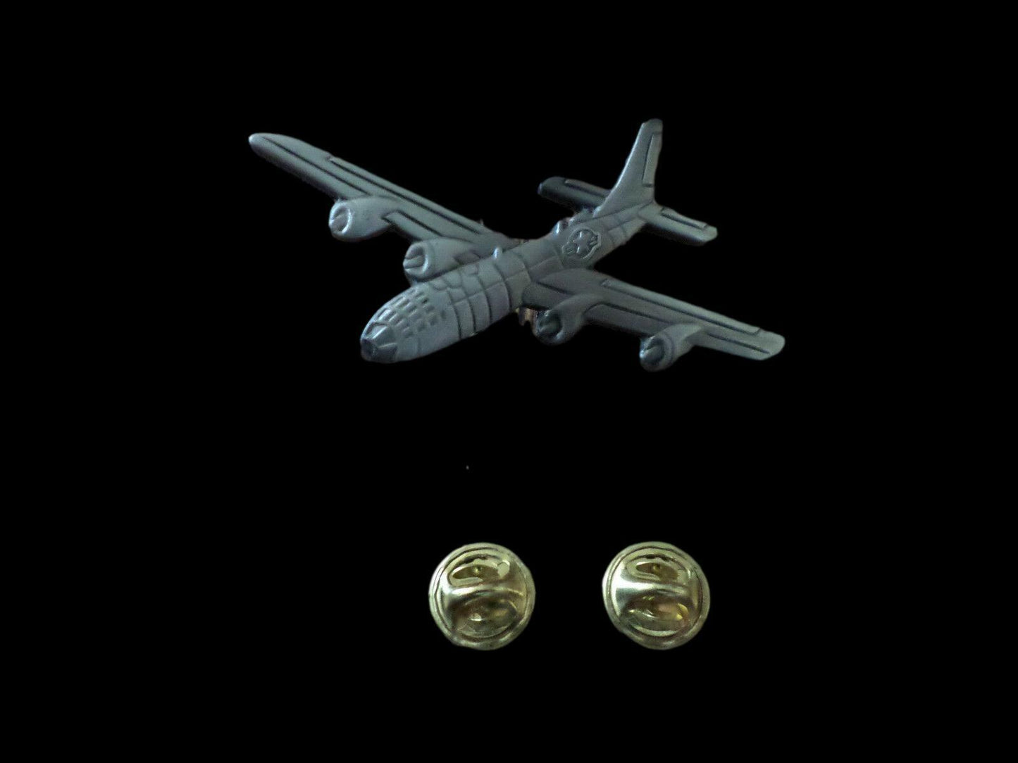 U.S MILITARY B-29 SUPERFORTRESS BOMBER PLANE HAT PIN BADGE DOUBLE CLUTCH BACK