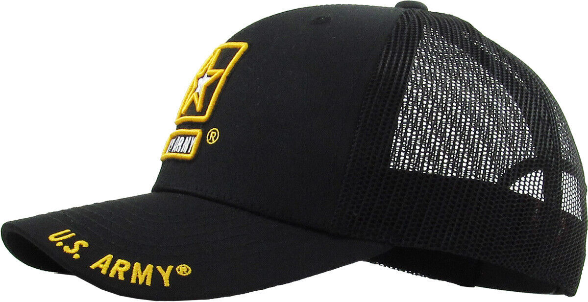 U.S Army Hat Cap Cotton Mesh Back Black Baseball Cap Army Star Logo