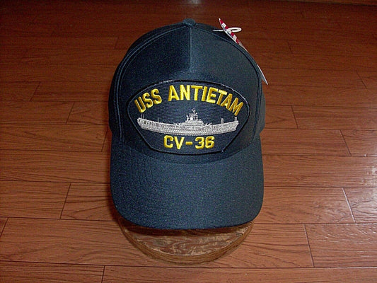 USS ANTIETAM CV-36 NAVY SHIP HAT OFFICIAL U.S MILITARY BALL CAP U.S.A  MADE