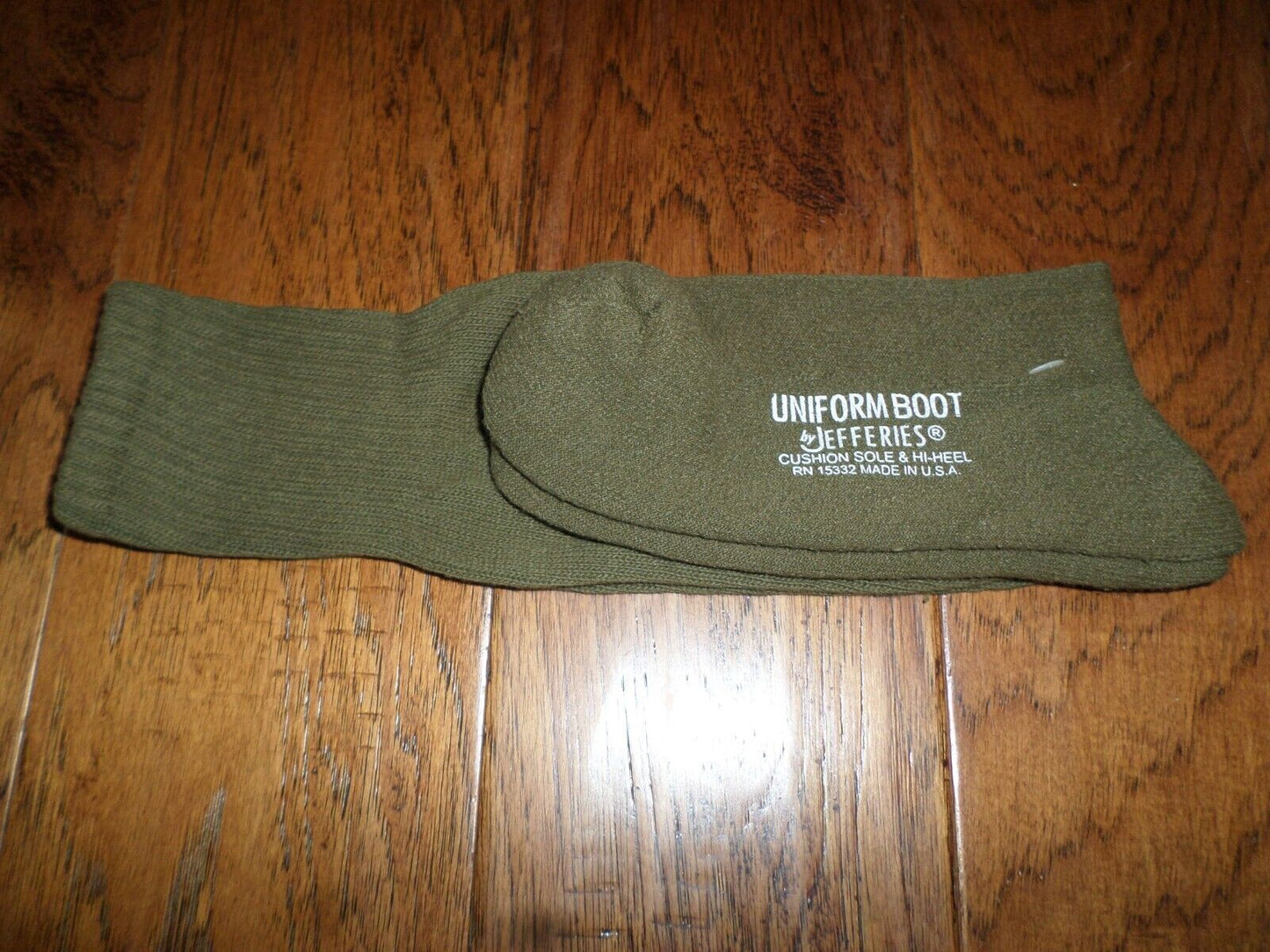NEW MILITARY ISSUE CUSHION SOLE BOOT SOCKS U.S.A MADE OD GREEN LARGE 10-13