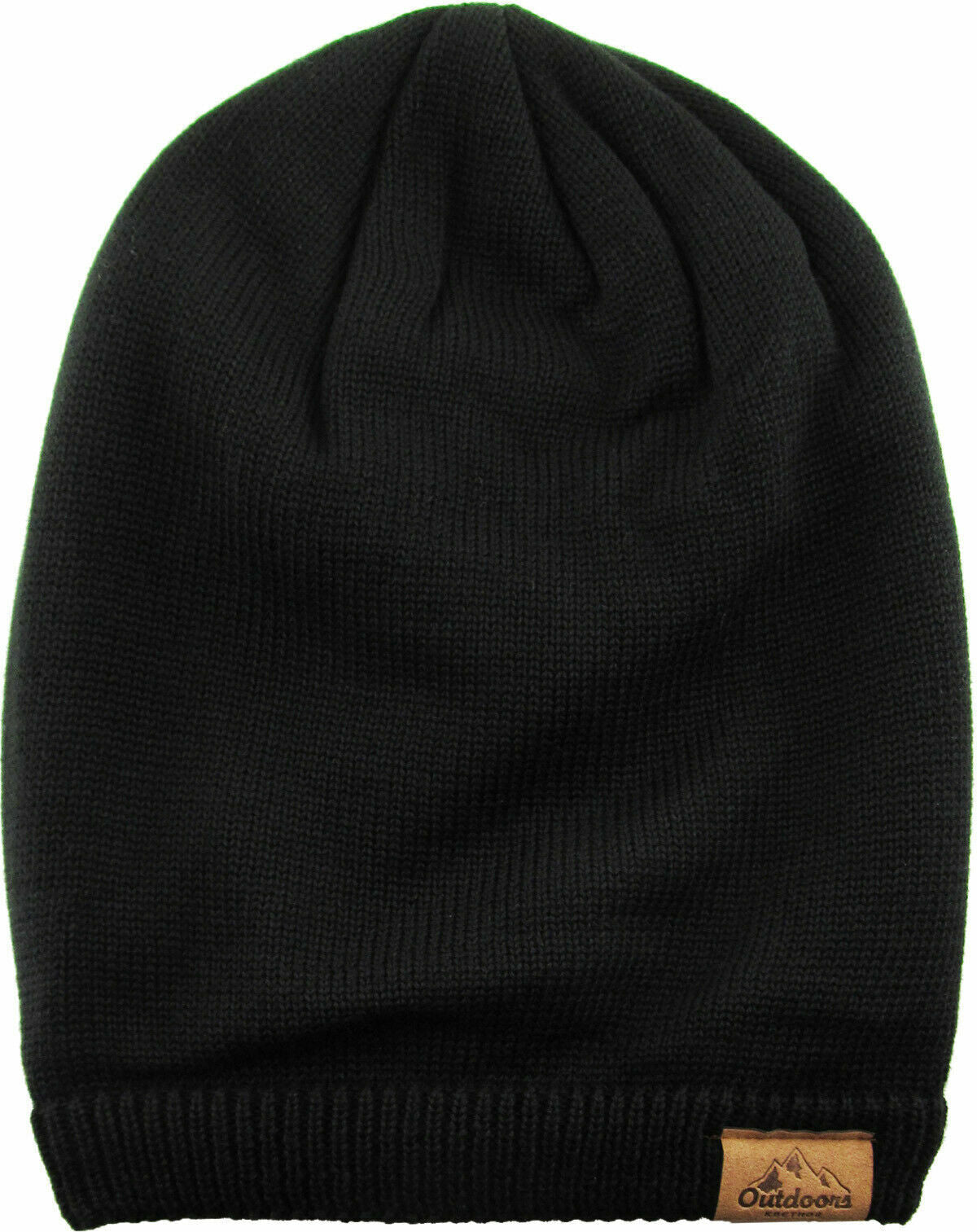 Slouch Baggy Beanie Black Watch Cap Sherpa Fleece Lined Ski Hat Knit Winter