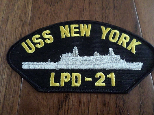 USS NEW YORK LPD-21 U.S NAVY SHIP HAT PATCH U.S.A MADE IN MEMORY OF 9-11