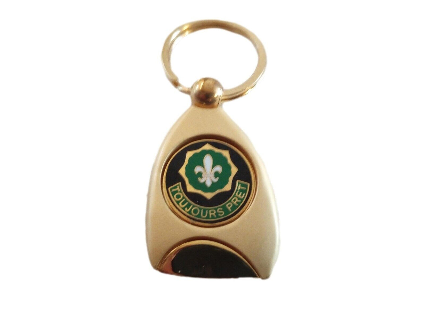 U.S MILITARY ARMY 2nd ACR CAVALRY REGIMENT KEY CHAIN RING GOLD METAL KEY RING