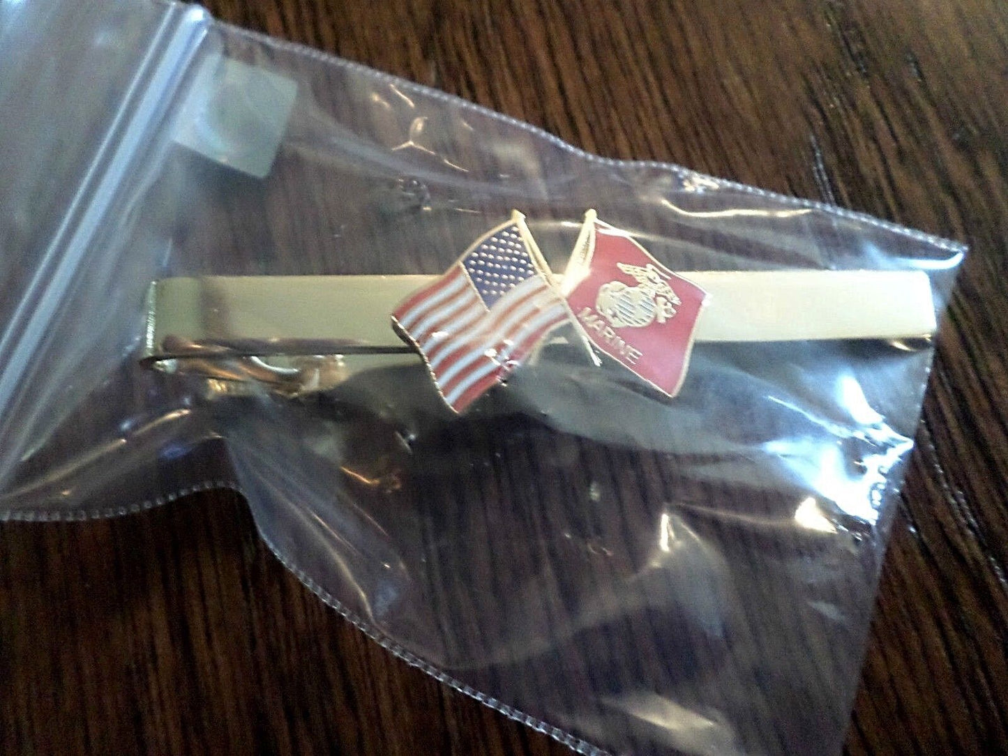 U.S MILITARY MARINE CORPS TIE BAR TIE TAC MARINE CORPS FLAG U.S.A FLAG U.S MADE