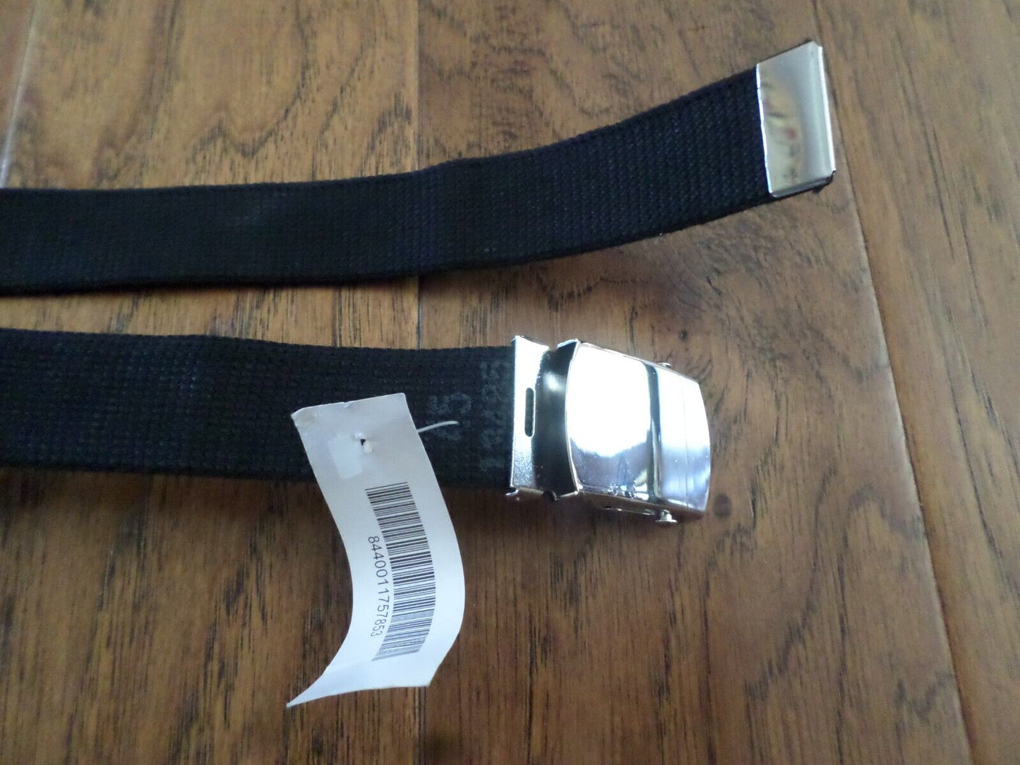 U.S MILITARY ISSUE BLACK WEB BELT WITH CHROME PLATED SOLID BRASS BUCKLE US MADE