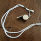 METAL NICKEL PLATED PEA CORK WHISTLE WITH LANYARD POLICE COACH EMERGENCY