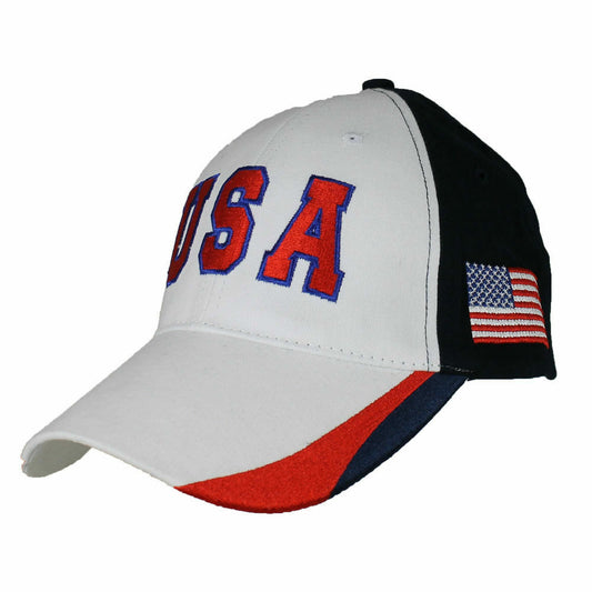 U.S.A HAT AMERICAN FLAG EMBROIDERED BALL CAP PATRIOTIC RED WHITE & BLUE