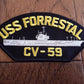 USS FORRESTAL CV-59 U.S NAVY SHIP HAT PATCH  NAVY CARRIER USA MADE HEAT TRANSFER