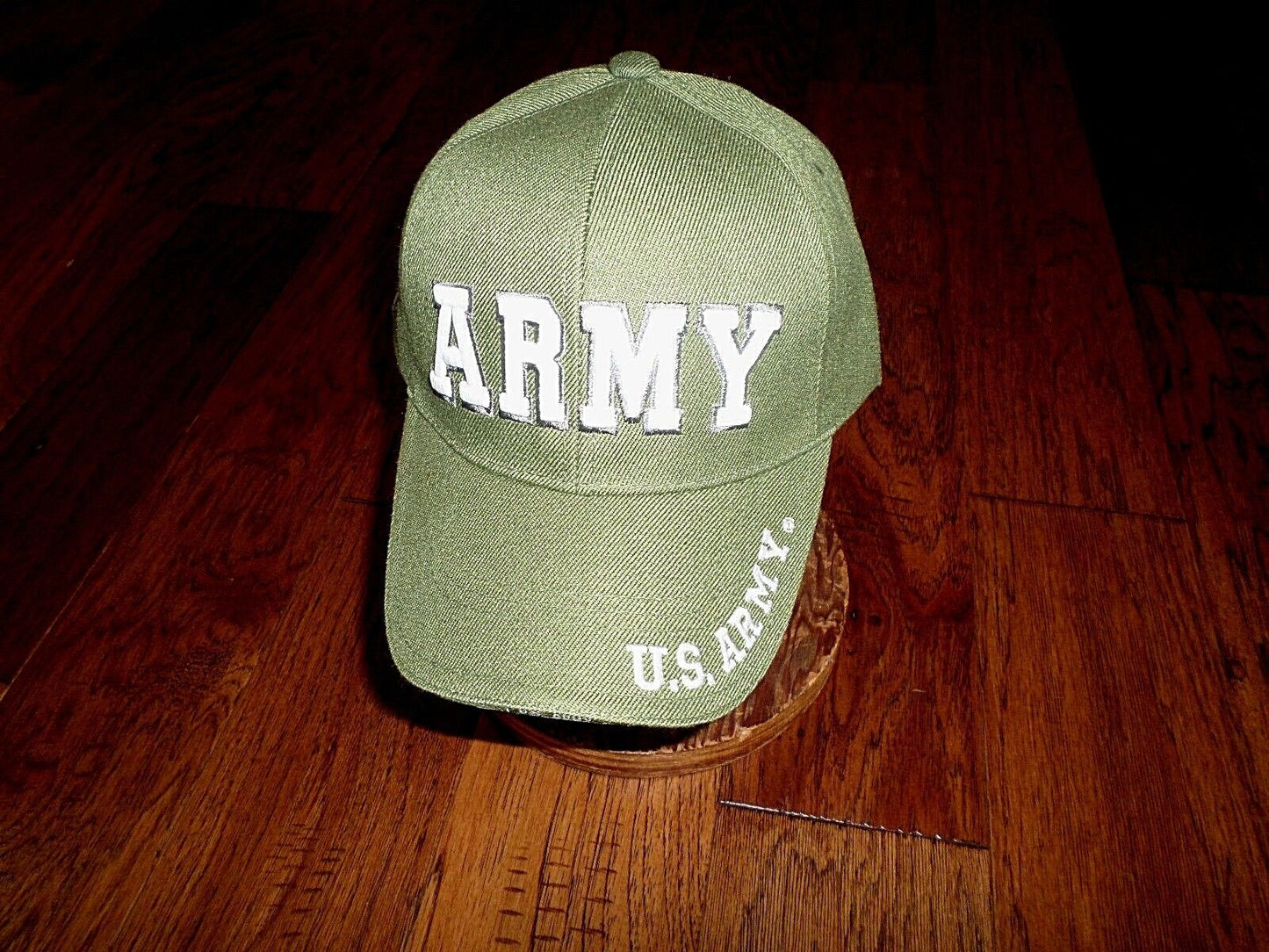 U.S ARMY OLIVE HAT CAP 3D ARMY ON FRONT ARMY EMBROIDERED ON BILL AND BACK