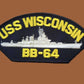 U.S NAVY SHIP HAT PATCH. USS WISCONSIN BB-64 SHIP PATCH USA MADE HEAT TRANSFER