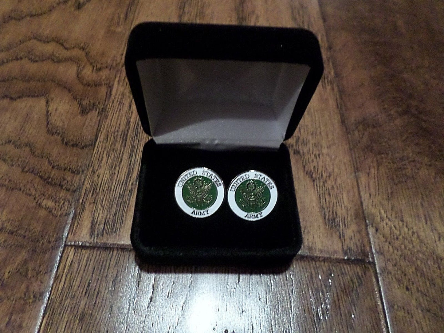 U.S MILITARY ARMY CUFFLINKS WITH JEWELRY BOX 1 SET CUFF LINKS BOXED