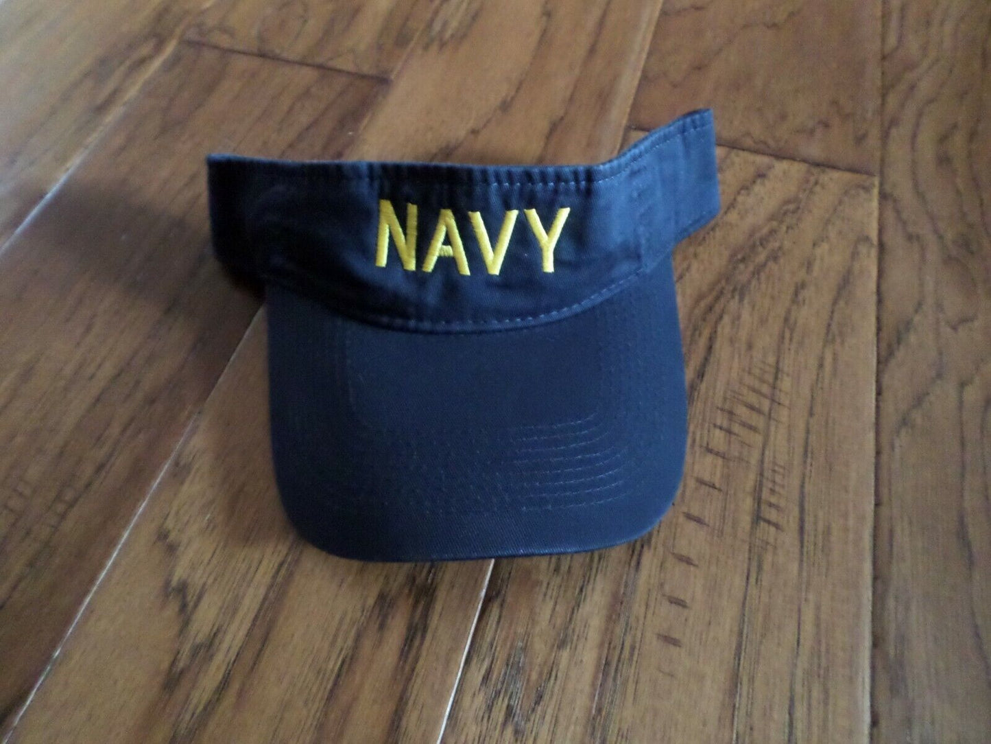 U.S NAVY SUN VISOR CAP BLUE HAT WITH EMBROIDERED YELLOW NAVY