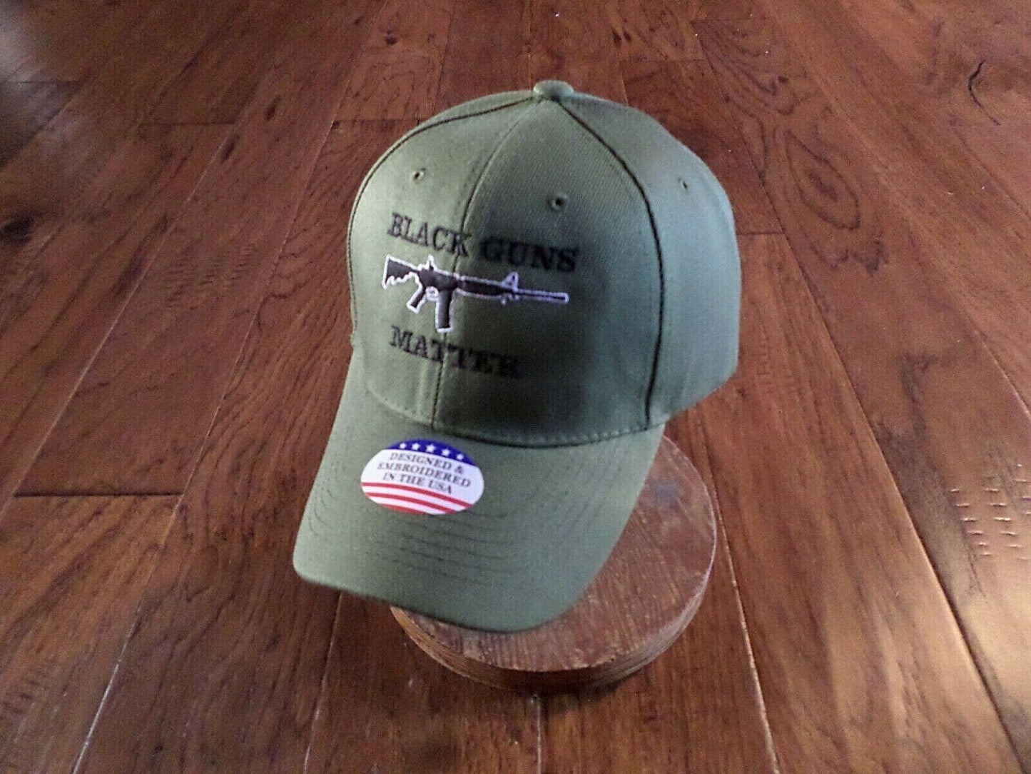 BLACK GUNS MATTER 6 PANEL CAP EMBROIDERED HAT 2nd AMENDMENT OD GREEN