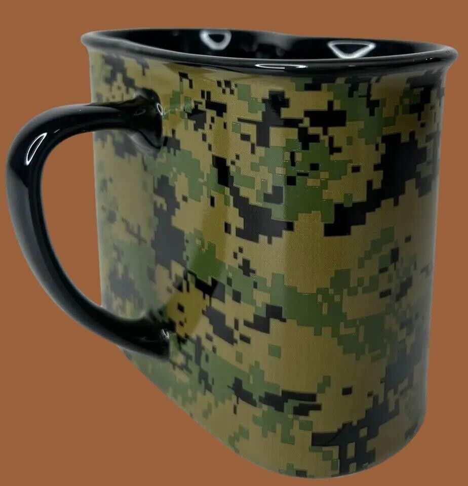 Marine Corps Canteen Cup Coffee Mug Ceramic Digital Woodland Camo USMC EGA