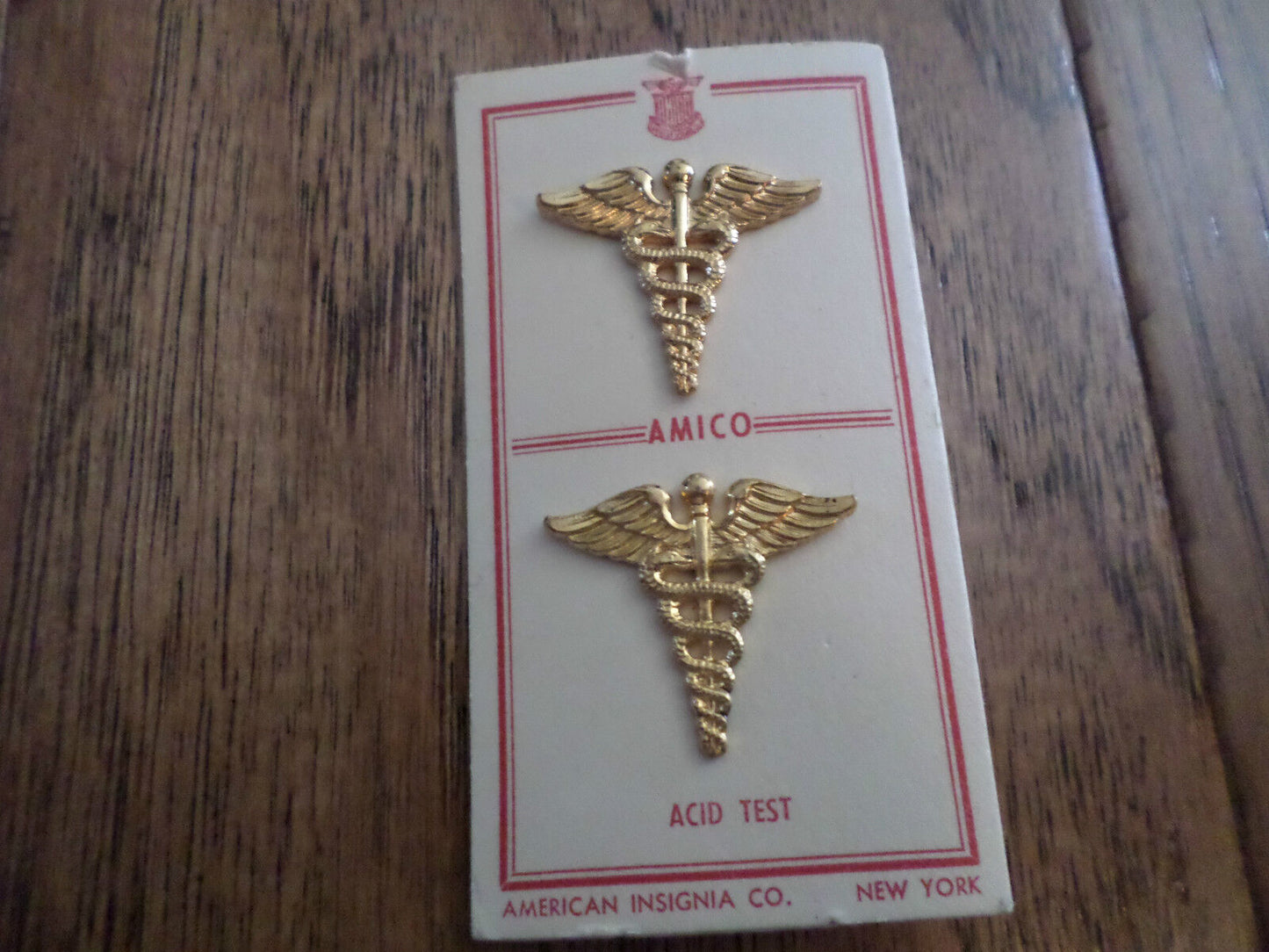 U.S MILITARY WWII MEDICAL CORPS COLLAR INSIGNIA NEW ON CARDS