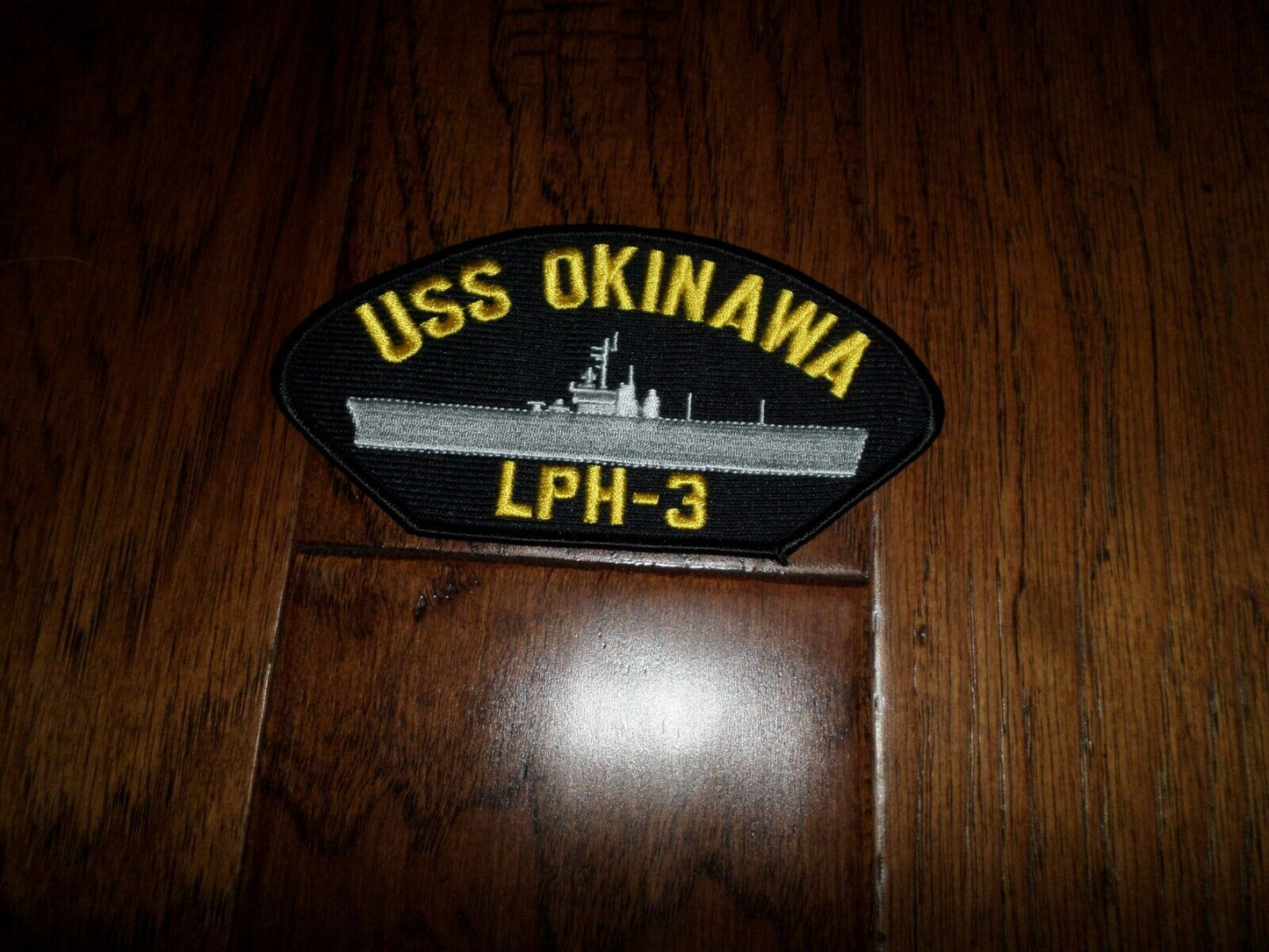 USS OKINAWA LPH-3 U.S NAVY SHIP HAT PATCH U.S.A MADE 3 X 6 HEAT TRANSFER