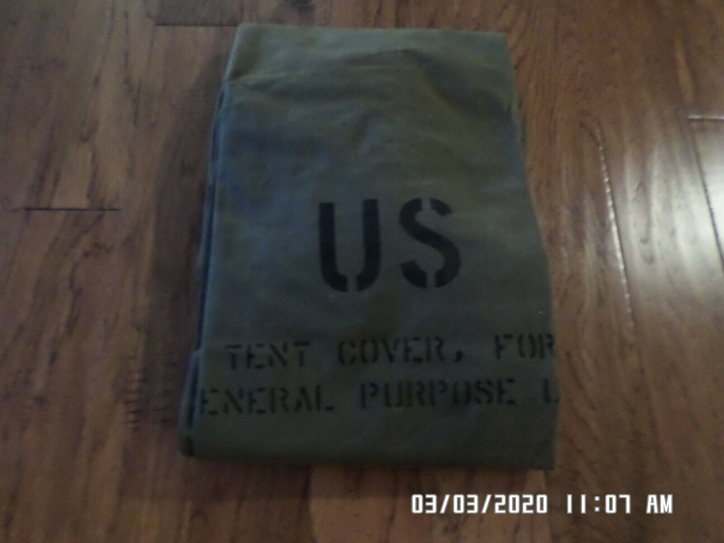 U.S ARMY CANVAS COVER GENERAL PURPOSE TENT COVER STORAGE TARP FLOOR MILITARY