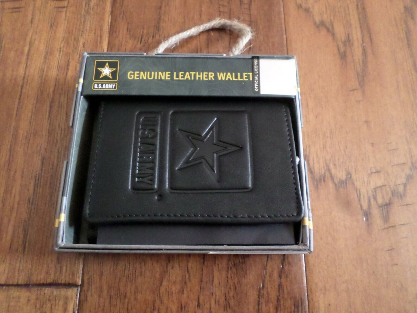 NEW U.S ARMY LEATHER TRIFOLD WALLET GENUINE BLACK COWHIDE EMBOSSED ARMY STAR