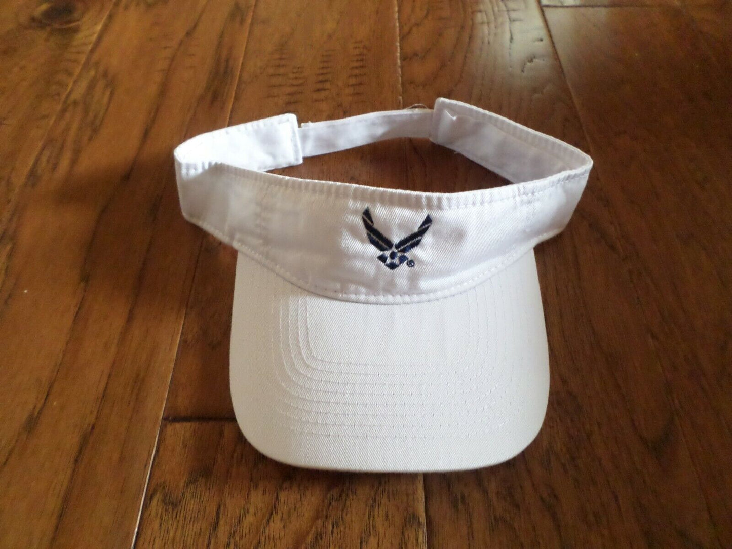 U.S AIR FORCE SUN VISOR CAP WHITE HAT WITH EMBROIDERED AIR FORCE WINGS LOGO