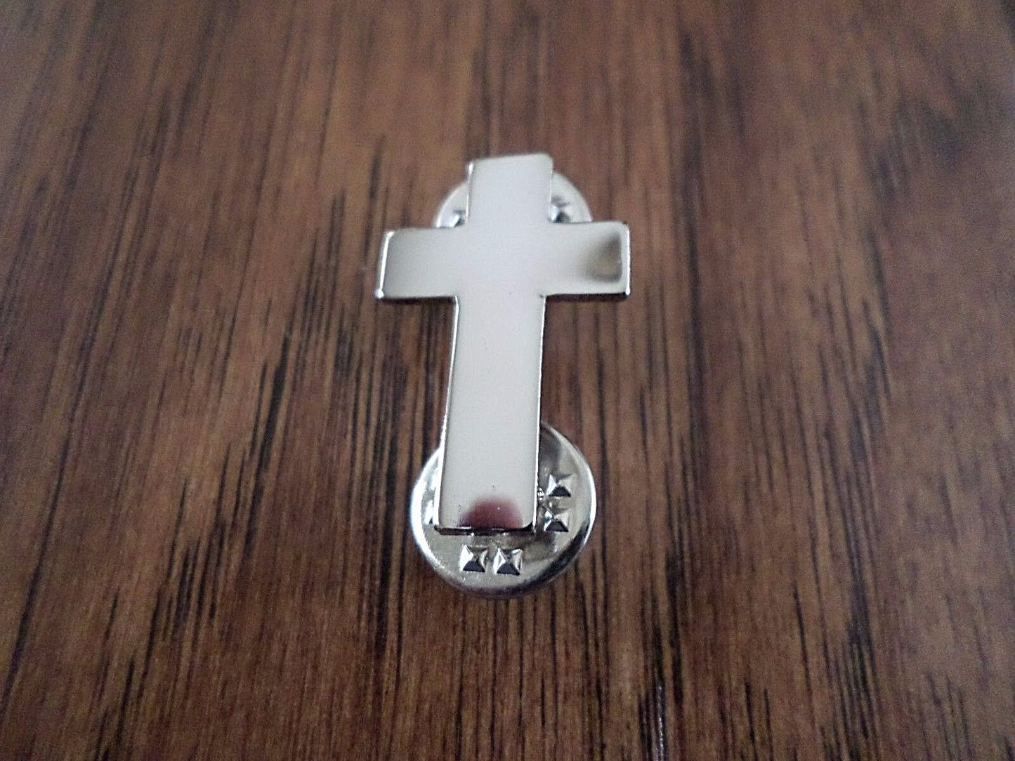 SILVER CHAPLAIN CROSS HAT PIN LAPEL PIN CHRISTIAN CROSS DOUBLE POST PIN