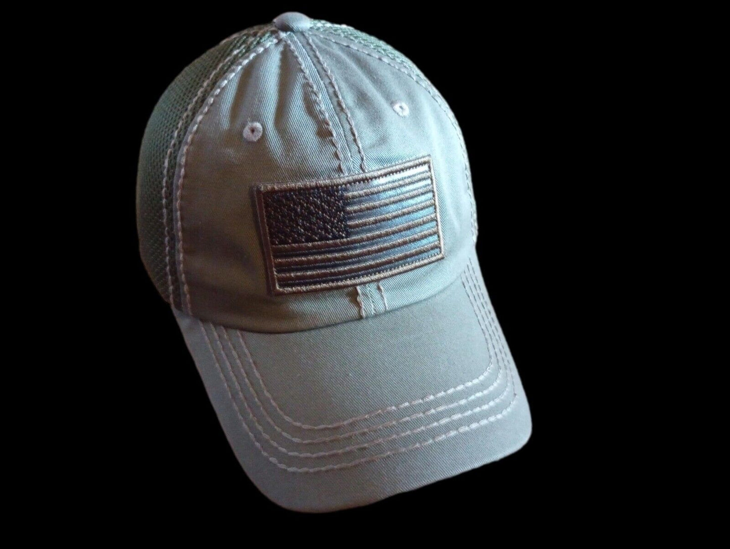 U.S American Flag Hat Cap Cotton Mesh Back OD Green Baseball Cap