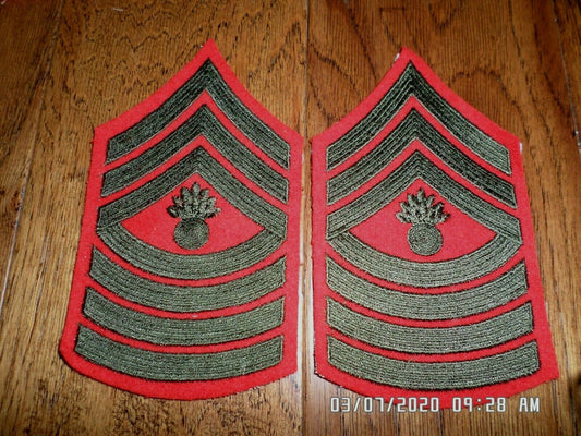 MARINE CORPS MASTER GUNNERY SGT SHOULDER PATCHES SERVICE DRESS UNIFORM CHEVRON