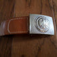 POST WAR WEST GERMAN ARMY BW LEATHER BELT + BUCKLE SIZE LARGE 110CM 42" INCHES