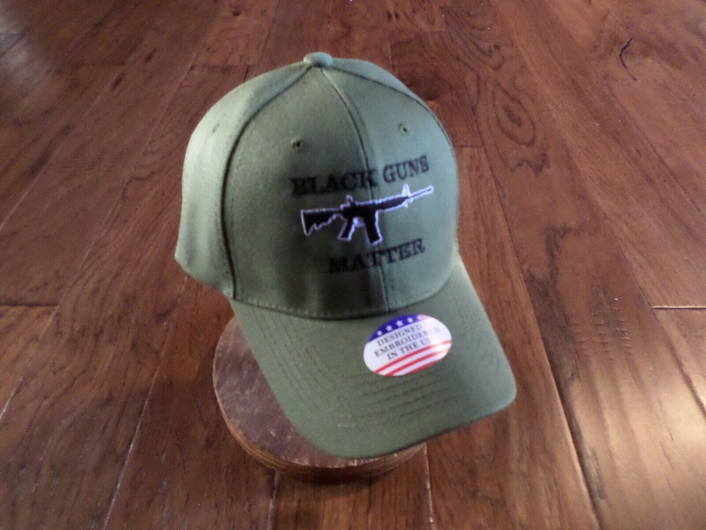 BLACK GUNS MATTER 6 PANEL CAP EMBROIDERED HAT 2nd AMENDMENT OD GREEN